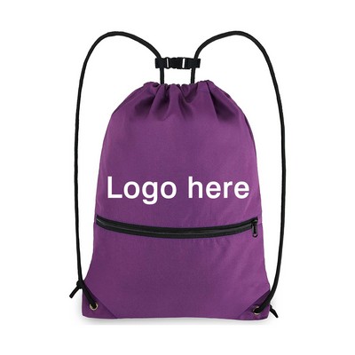 Drawstring Backpack w/Zipper Pocket